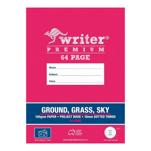 Writer Premium Project Book 330x240mm 64 Page Ground Grass Sky Plain Plus 18mm Dotted Thirds Cheese Cover Pack 10 — front cover