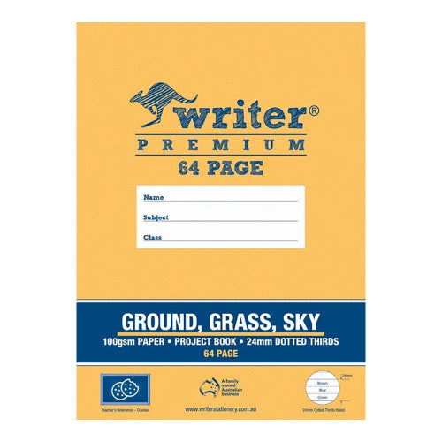 Writer Premium Project Book 330x240mm 64 Page Ground Grass Sky Plain Plus 24mm Dotted Thirds Crackers Cover Pack 10 — front cover