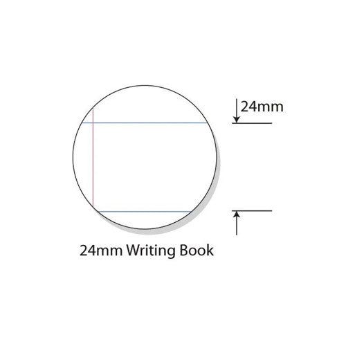 Writer Premium Writing Book A4 64 Page 24mm Solid Ruled Red Margin Pack 20 — open pages showing 24mm ruling