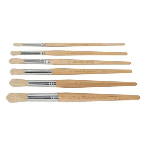 Educational Colours Hog Hair Brushes Round School Assorted Pack of 60