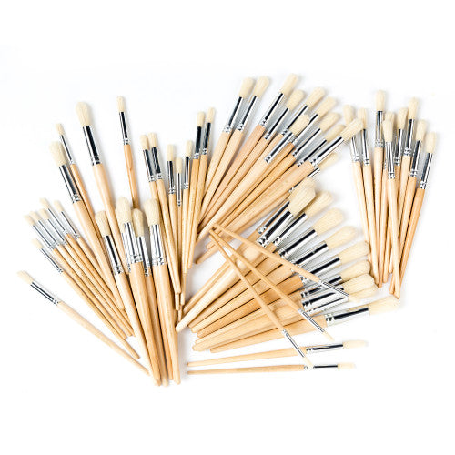Educational Colours Hog Hair Brushes Round School Assorted Pack of 60