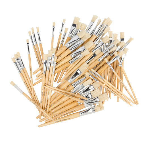 Educational Colours Hog Hair Brushes Flat School Assorted Pack of 60