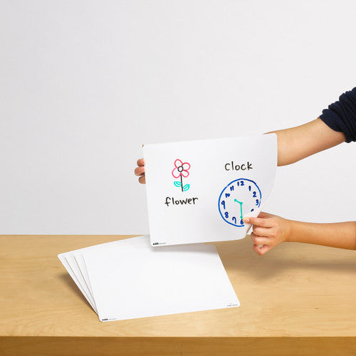 Stack of 30 reusable dry erase blank boards suitable for classroom and home learning activities
