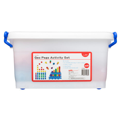 EDX Education Geo Pegs and Peg Board Activity Set with colourful pegs arranged on joined EVA foam boards