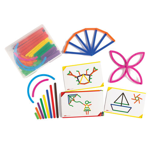 Child connecting flexible GeoStix to build a geometric structure