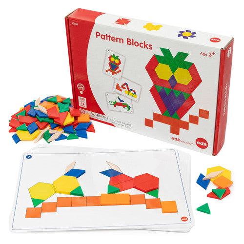 EDX Education Pattern Blocks Activity Set with colourful plastic blocks and activity cards