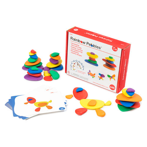 EDX Education Rainbow Pebbles Box Set with 36 coloured plastic pebbles and 20 activity cards