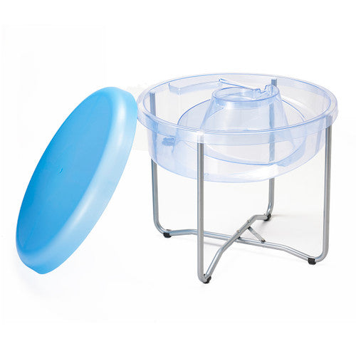 EDX Education Circular Sand and Water Tray with steel tubular frame, front view