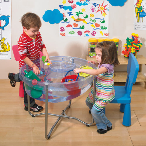 Children using the EDX Education Circular Sand and Water Tray in a classroom setting