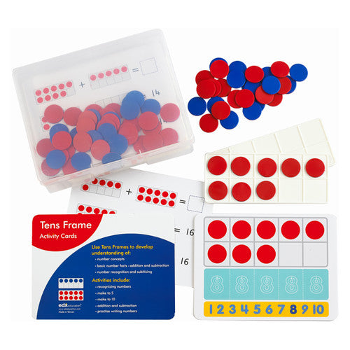 Selection of 16 activity cards included in the EDX Education Ten Frames Set