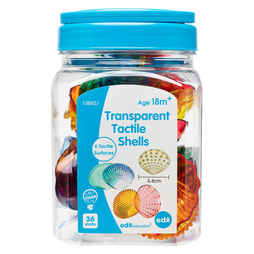 EDX Education transparent tactile shells jar of 36 in assorted colours