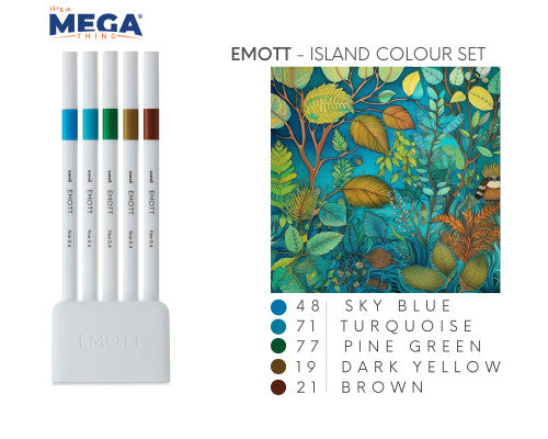 Uni Emott Everfine Fineliners 0.4mm No.4 Assorted Pack of 5 Island