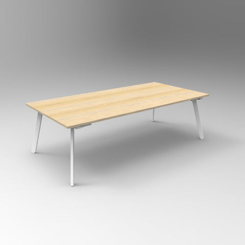 Rapidline Eternity Rectangle Meeting and Boardroom Table 2400 x 1200mm Natural Oak / White Satin