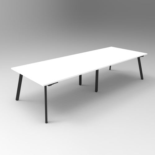 Rapidline Eternity Rectangle Meeting and Boardroom Table 3200 x 1200mm Natural White / Black Satin