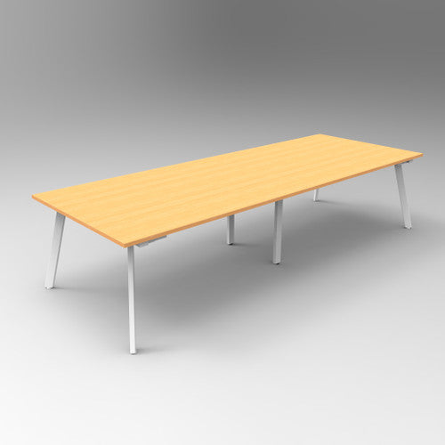 Rapidline Eternity Rectangle Meeting and Boardroom Table 3200 x 1200mm Beech / White Satin