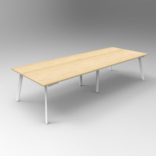 Rapidline Eternity Rectangle Meeting and Boardroom Table 3200 x 1200mm Natural Oak / White Satin