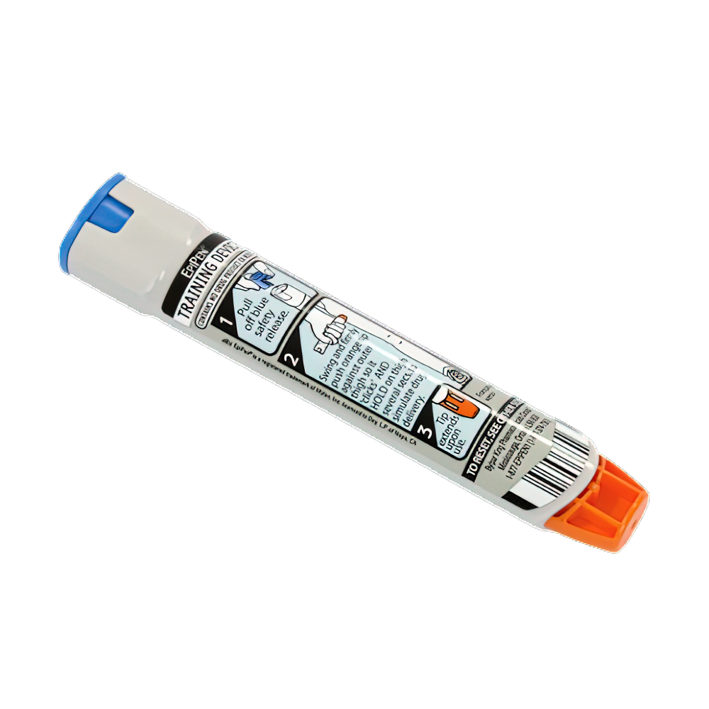 EPIPEN Adrenaline Auto-Injector Trainer showing needleless non-medicated training device for practising EpiPen administration technique safely