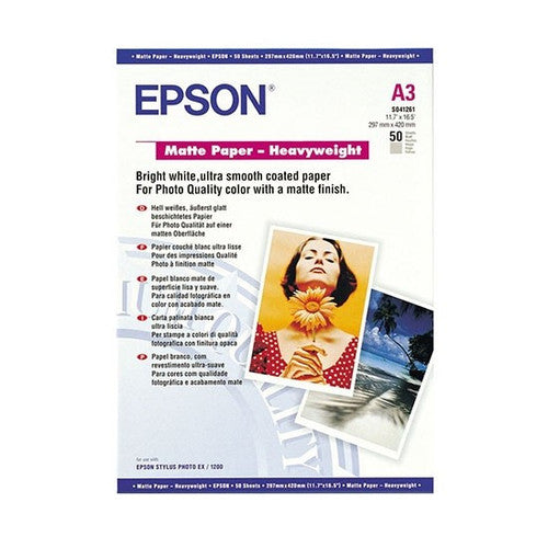 Epson C13S041261 Heavyweight Matte Inkjet Paper A3 167gsm Pack 50 Sheets