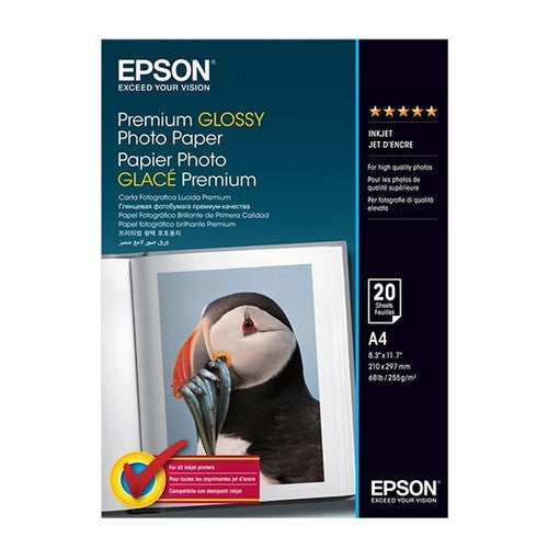 Epson C13S041287 Premium Gloss Photo Paper A4 255gsm Pack 20 Sheets
