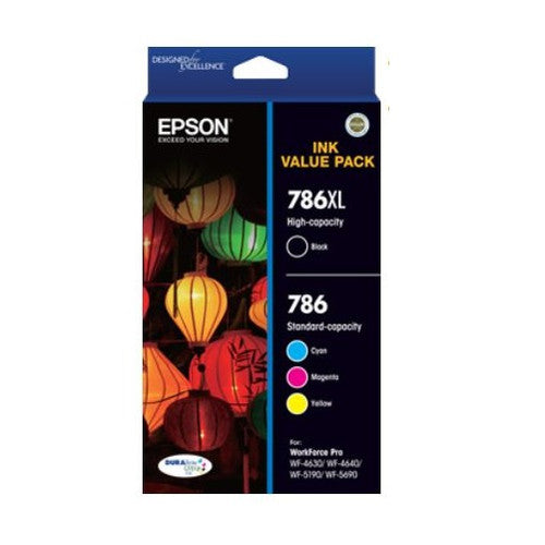Epson C13T786692 786XL High Yield Durabrite Ultra Ink Value Pack 1 Black + 3 Colour