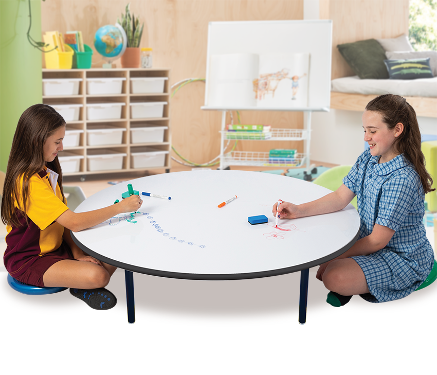 Dry Erase Collaborative Table Round 110cm Diameter 30cm High Floor Height-1