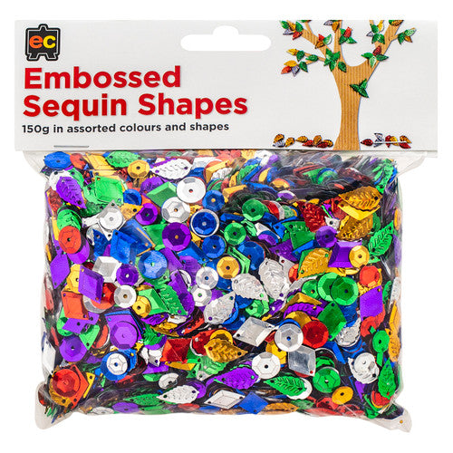 Educational Colours Embossed Sequin Shapes 150g