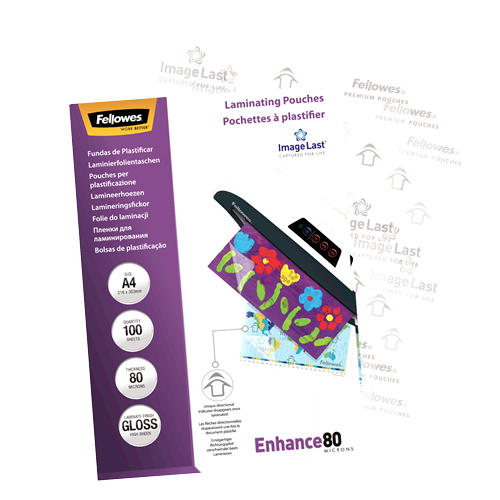 Fellowes ImageLast A4 80 Micron Laminating Pouch Pack 100