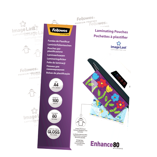 Fellowes ImageLast A4 80 Micron Laminating Pouch Pack 100