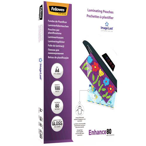 Fellowes ImageLast A4 80 Micron Laminating Pouch Pack 100