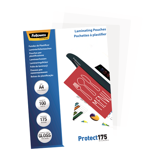 Fellowes Glossy A4 175 Micron Laminating Pouch 100 Pack