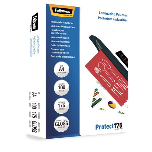 Fellowes Glossy A4 175 Micron Laminating Pouch 100 Pack