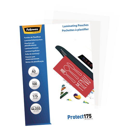 Fellowes Glossy A3 175 Micron Laminating Pouch 100 Pack