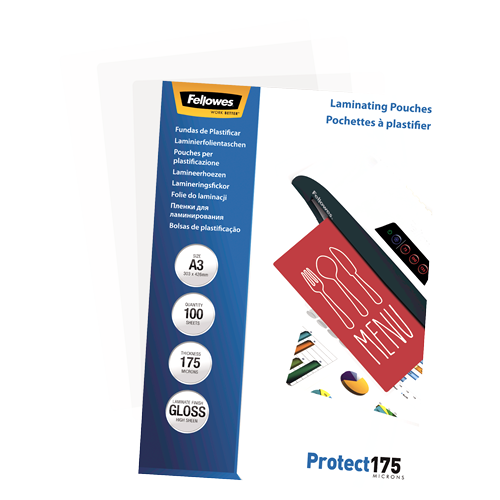 Fellowes Glossy A3 175 Micron Laminating Pouch 100 Pack