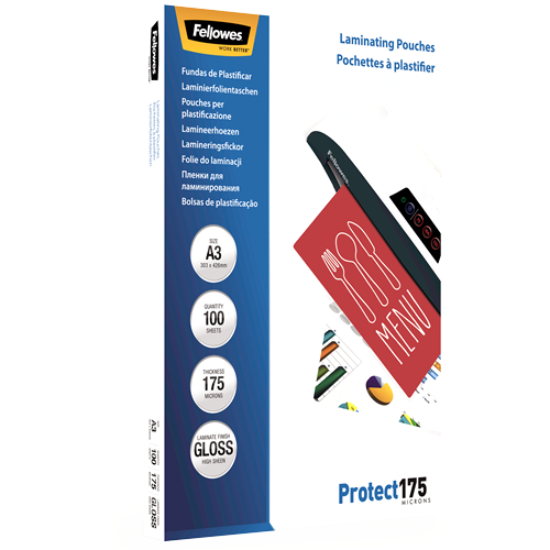 Fellowes Glossy A3 175 Micron Laminating Pouch 100 Pack