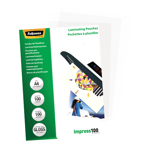 Fellowes Glossy A4 100 Micron Laminating Pouch 100 Pack
