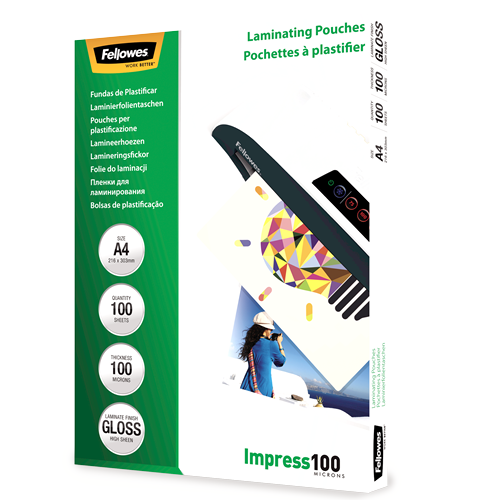 Fellowes Glossy A4 100 Micron Laminating Pouch 100 Pack
