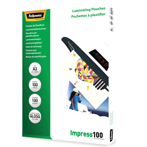 Fellowes Glossy A3 100 Micron Laminating Pouch 100 Pack