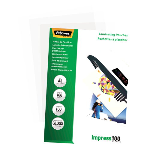 Fellowes Glossy A3 100 Micron Laminating Pouch 100 Pack