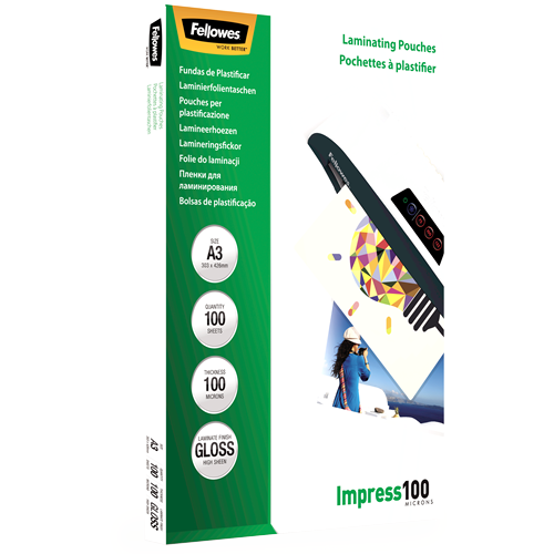 Fellowes Glossy A3 100 Micron Laminating Pouch 100 Pack