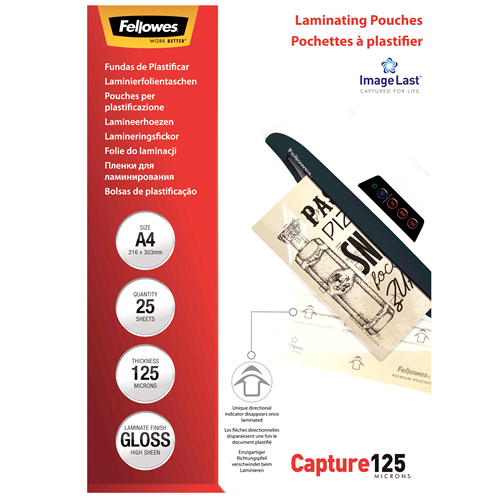 Fellowes ImageLast A4 125 Micron Laminating Pouch Pack 25