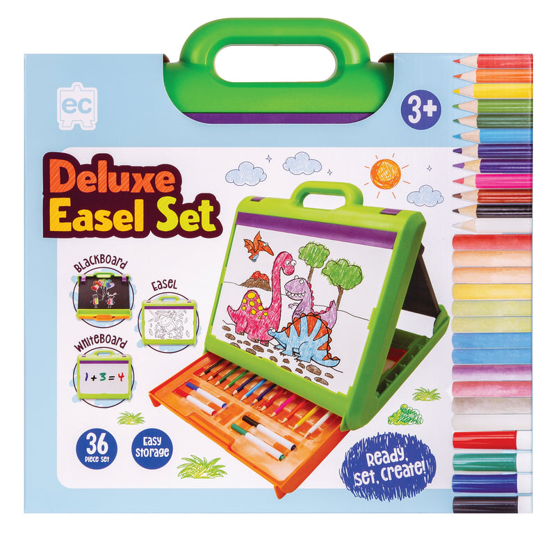 Deluxe Easel Set Portable Case Blackboard Whiteboard 35 Pieces-1