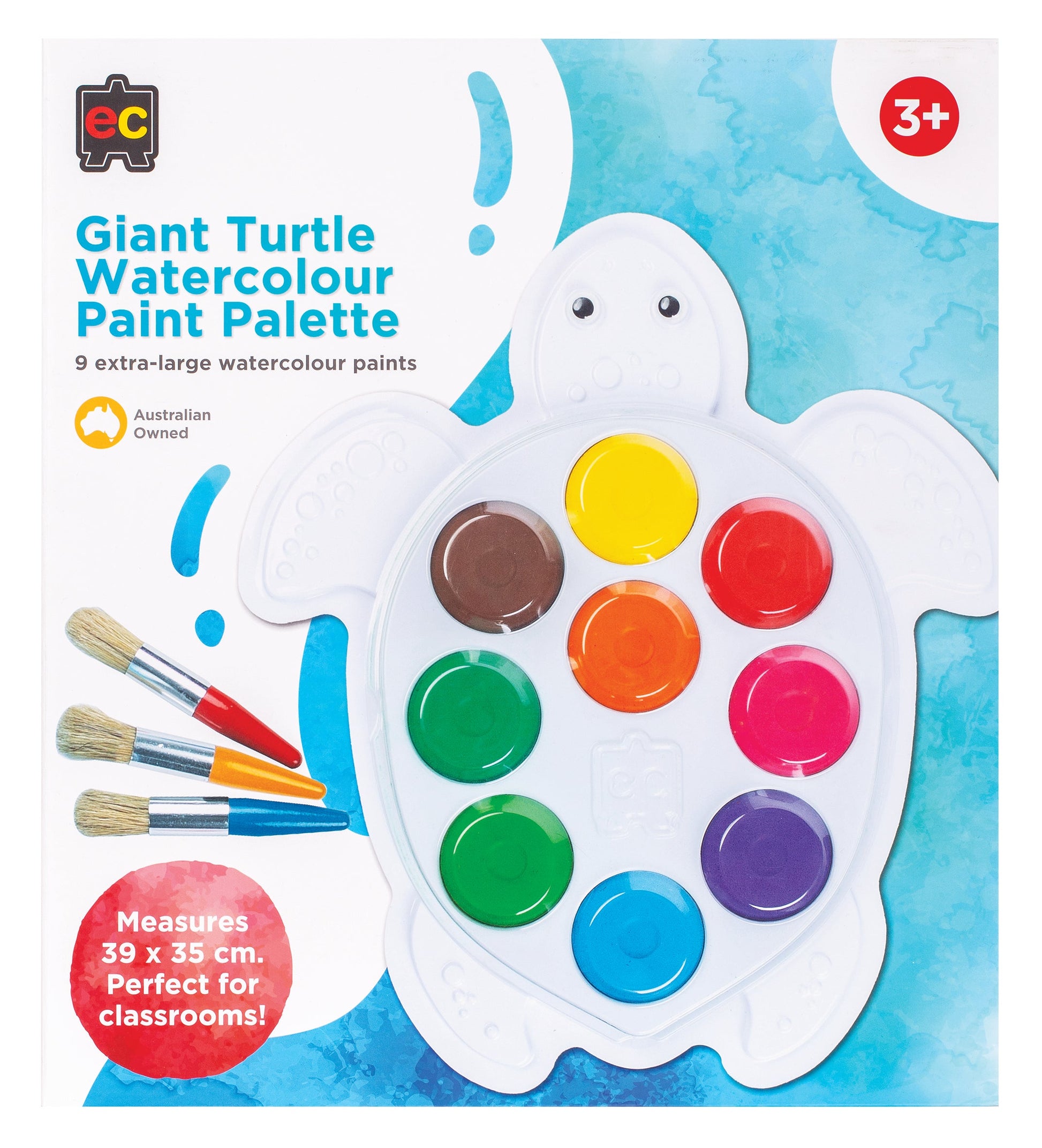 Giant Turtle Watercolour Paint Palette 9 Extra Large Blocks 39 x 35cm-1