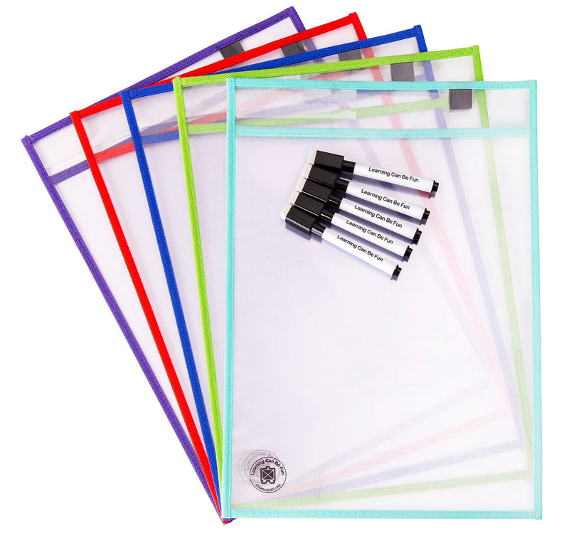 A4 Write and Wipe Sleeves Pack of 10 Name Slot and Pen Loop-2