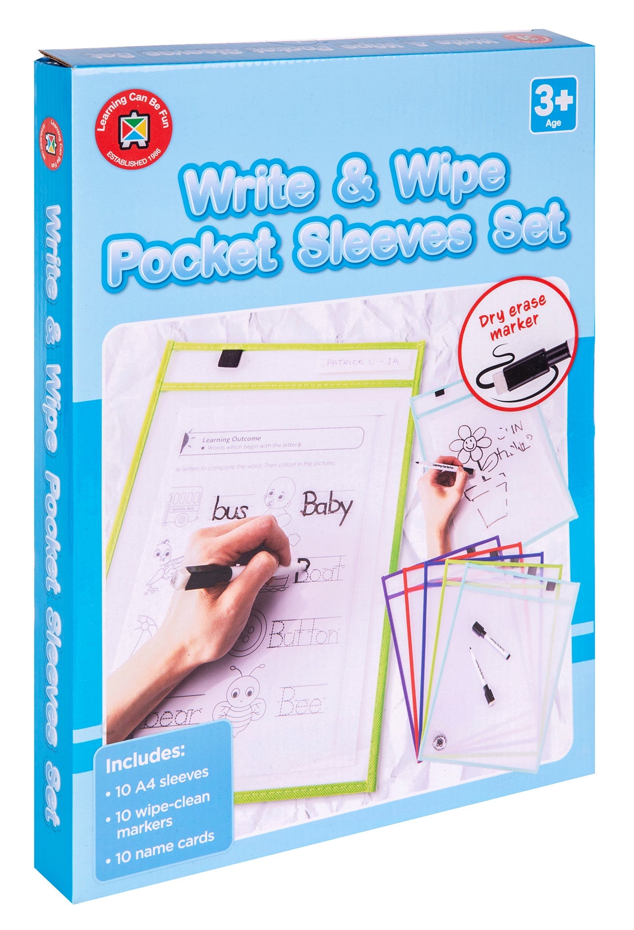 A4 Write and Wipe Sleeves Pack of 10 Name Slot and Pen Loop-1