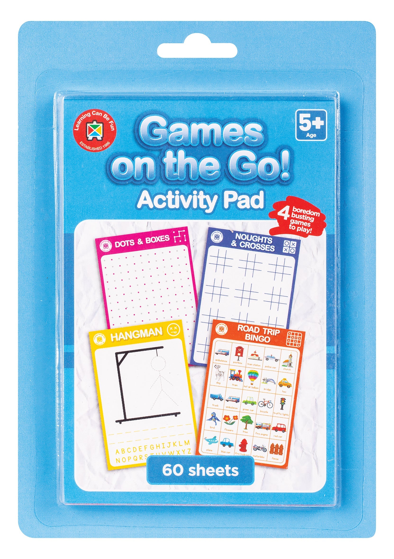 Games on the Go Activity Pad 60 Pages Dots Boxes Hangman Bingo-1