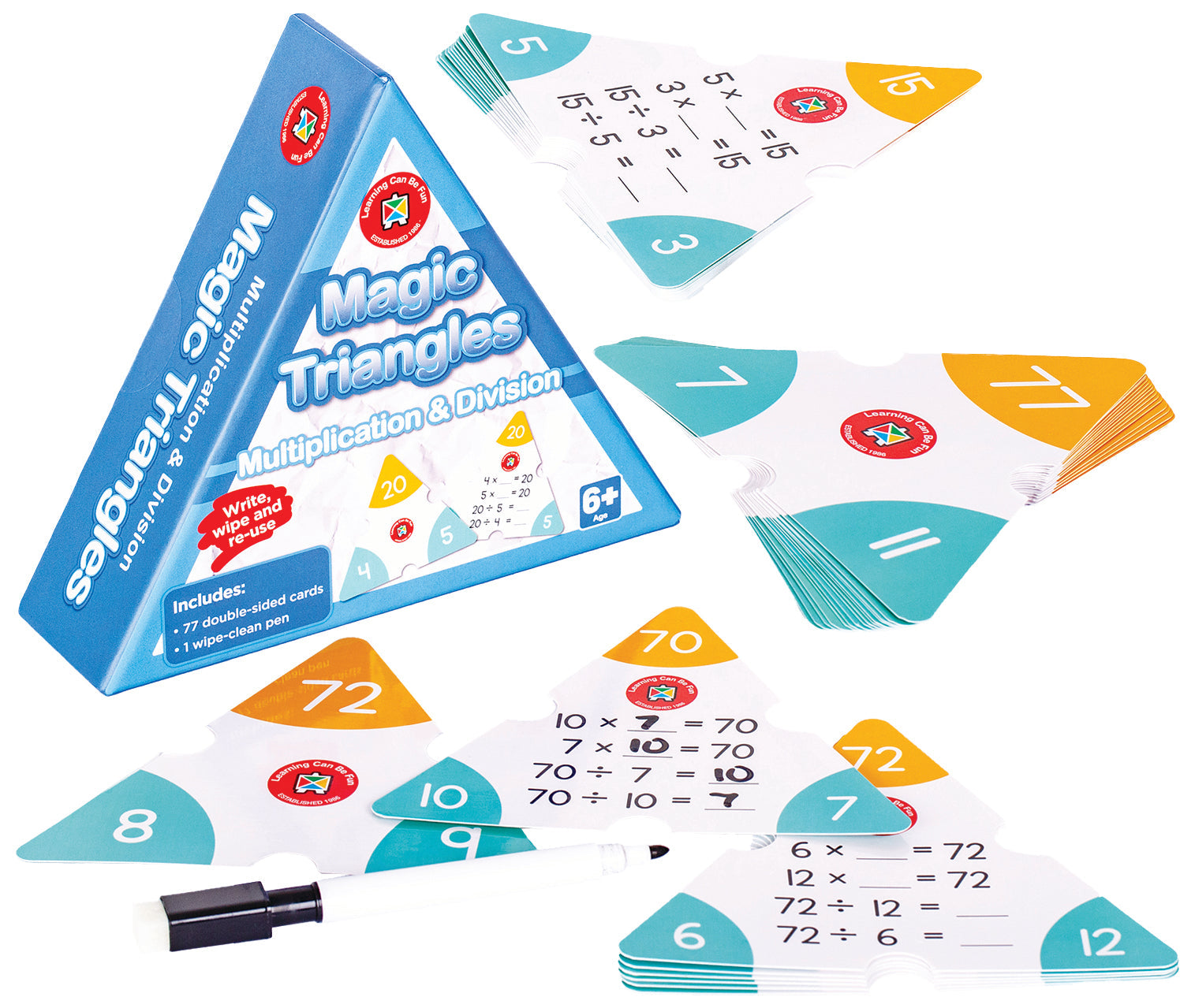 Multiplication Magic Triangles 72 Cards Times Tables to 12-2