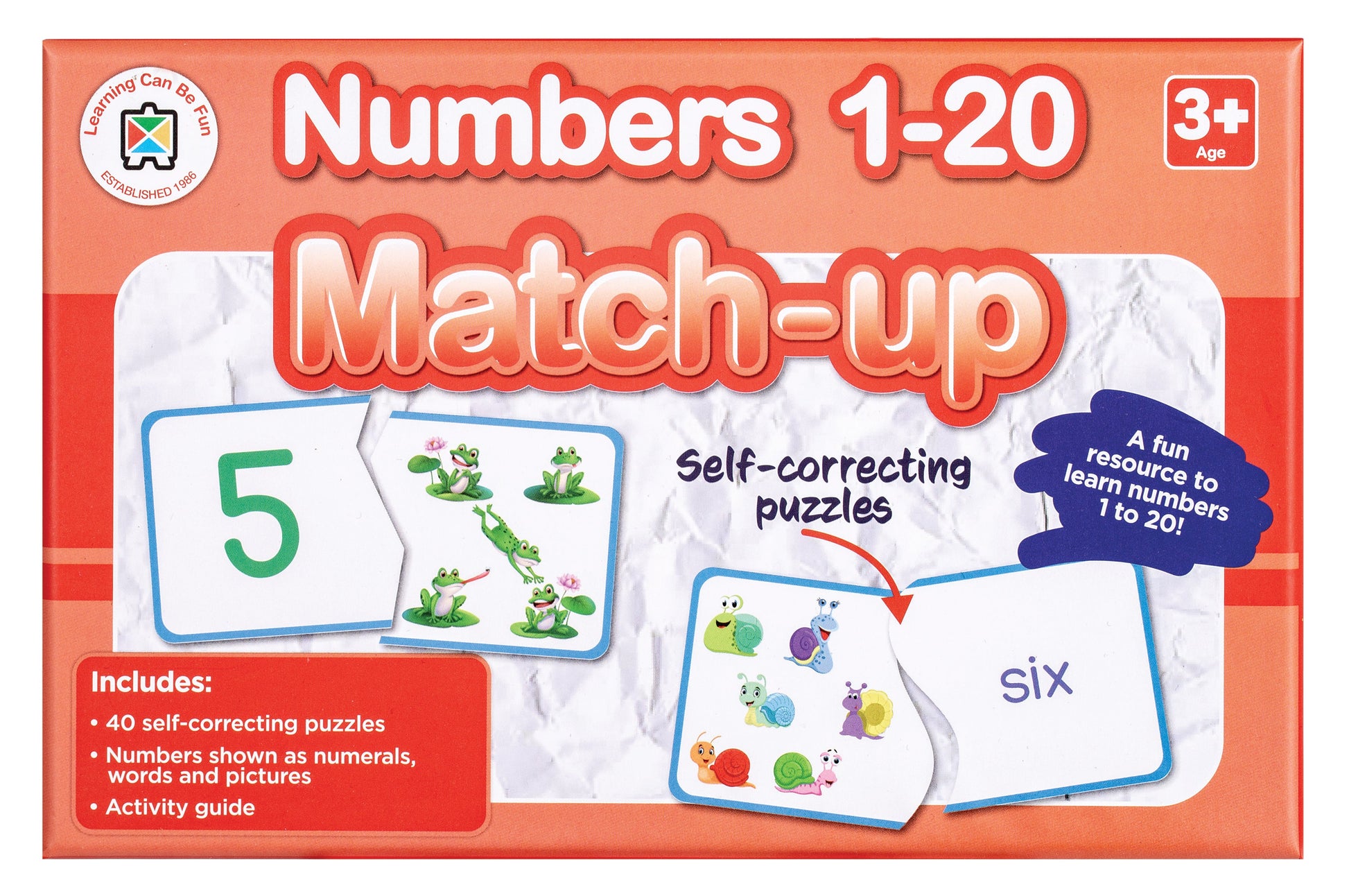 Numbers 1 to 20 Match Up Self Correcting Puzzles Numerals Words-1