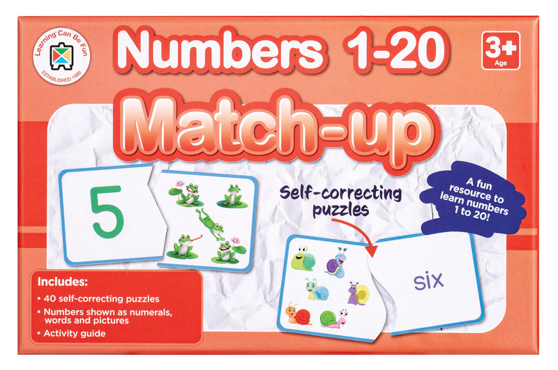 Numbers 1 to 20 Match Up Self Correcting Puzzles Numerals Words-1