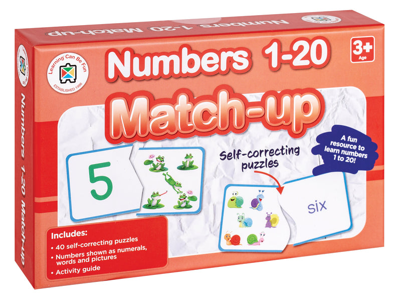Numbers 1 to 20 Match Up Self Correcting Puzzles Numerals Words-2