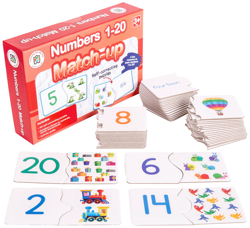 Numbers 1 to 20 Match Up Self Correcting Puzzles Numerals Words-3